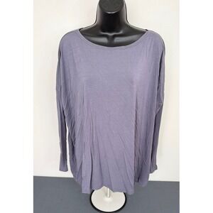 Piko Women's Scoop Neck Long Sleeve Bamboo Cotton Tee Gray Size Large Minimalist